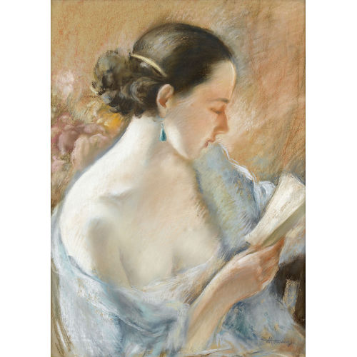 CHARLES EMILE HORNUNG : Junge Frau bei der Lekt�re (DOBIASCHOFSKY AUKTIONEN AG)