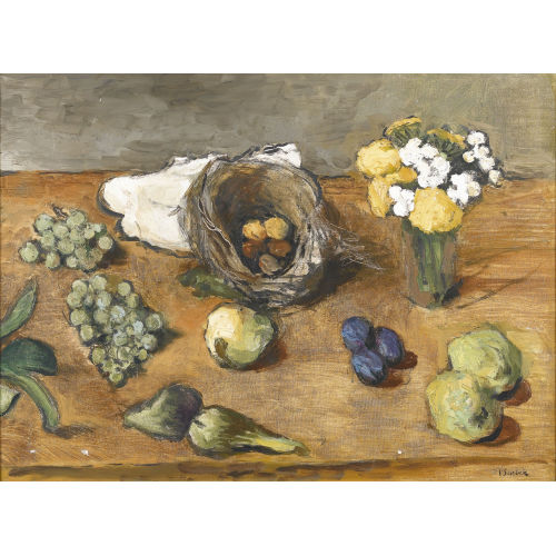 VICTOR SURBEK : Stillleben mit Fr�chten und Blumenstrauss (DOBIASCHOFSKY AUKTIONEN AG)