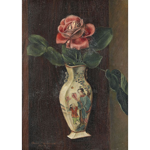 AIME VICTOR BARRAUD : Stillleben mit Rose in chinesischer Vase (DOBIASCHOFSKY AUKTIONEN AG)