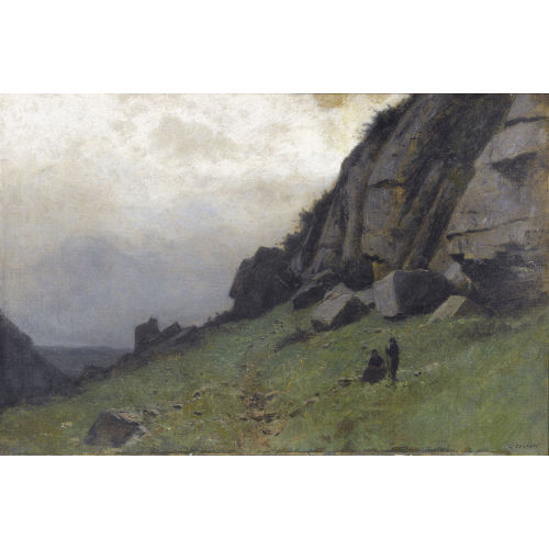 GUSTAVE EUGENE CASTAN : Zwei Figuren in felsiger Landschaft (DOBIASCHOFSKY AUKTIONEN AG)