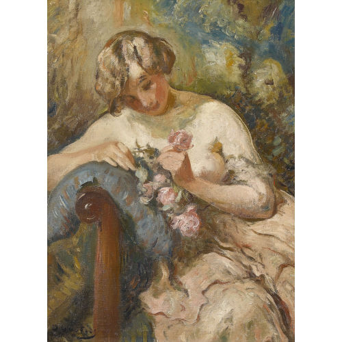 OTTO VAUTIER : Halbakt mit Rosen auf Sofa (DOBIASCHOFSKY AUKTIONEN AG)