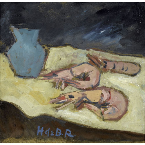HENRY DE BUYS ROESSINGH : Stillleben mit Crevetten und blauem Krug (DOBIASCHOFSKY AUKTIONEN AG)
