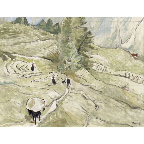VICTOR SURBEK : Walliser B�uerinnen bei S�umerweg (DOBIASCHOFSKY AUKTIONEN AG)