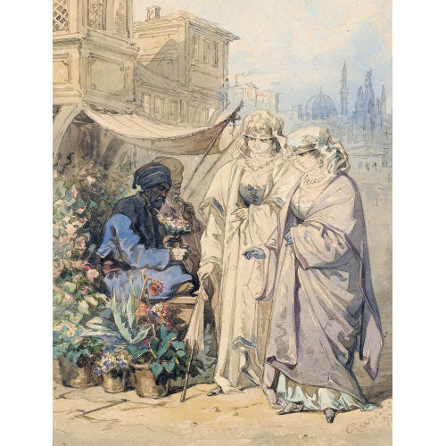 AMADEO PREZIOSI : Szene auf dem Blumenmarkt in Istanbul (DOBIASCHOFSKY AUKTIONEN AG)