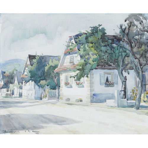LOUIS PHILIPPE KAMM : 'Lehrerhaus in Bremmelbach bei Weissenburg im Elsass' (DOBIASCHOFSKY AUKTIONEN AG)