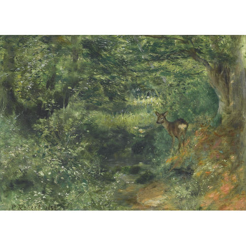 PAUL (LEO-PAUL-SAMUEL) ROBERT : Waldpartie mit jungem Reh (DOBIASCHOFSKY AUKTIONEN AG)
