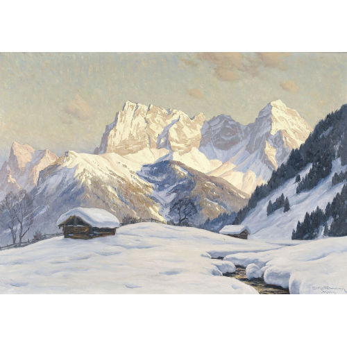 ERWIN KETTEMANN : 'Winterabend bei Mittenwald' (DOBIASCHOFSKY AUKTIONEN AG)