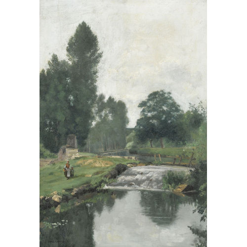 EMILE EDME LABORNE : Flusspartie mit Mutter und Kind (DOBIASCHOFSKY AUKTIONEN AG)