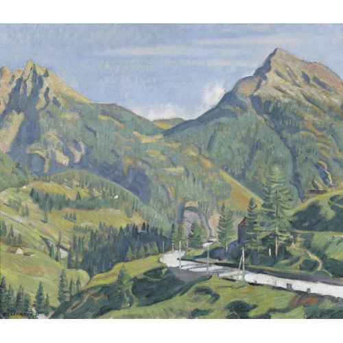 EMIL CARDINAUX : Die Simplon-Passstrasse im Sommer (DOBIASCHOFSKY AUKTIONEN AG)