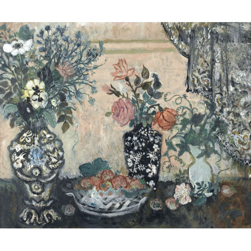 MAX PEIFFER-WATENPHUL : Blumenstillleben mit Vorhang (DOBIASCHOFSKY AUKTIONEN AG)