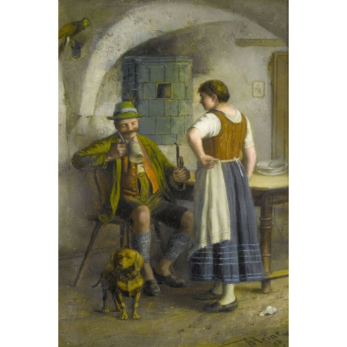 JOHANN ADALBERT HEINE : Genreszene in Bauernstube (DOBIASCHOFSKY AUKTIONEN AG)