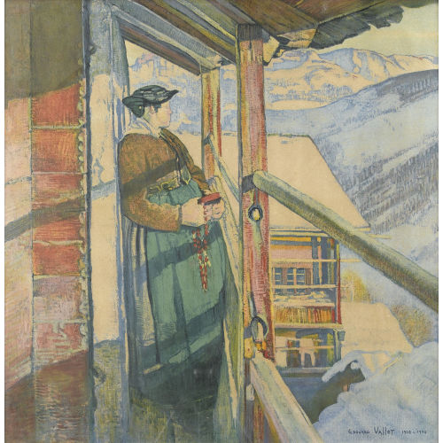 EDOUARD VALLET : B�uerin mit Rosenkranz und Bibel in der Hand (DOBIASCHOFSKY AUKTIONEN AG)