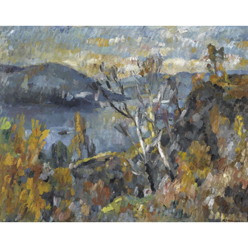 MANFRED HENNINGER : Landschaft mit Lago Maggiore (DOBIASCHOFSKY AUKTIONEN AG)