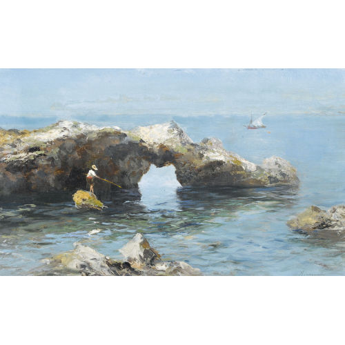 OSCAR RICCIARDI : Fischer bei Felsen auf Capri (DOBIASCHOFSKY AUKTIONEN AG)