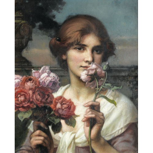 WILHELM MENZLER : Junge Muse mit Rosenbouquet (DOBIASCHOFSKY AUKTIONEN AG)