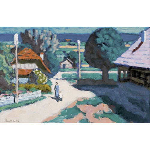 FRED STAUFFER : Strassenpartie in Berner Bauerndorf (DOBIASCHOFSKY AUKTIONEN AG)