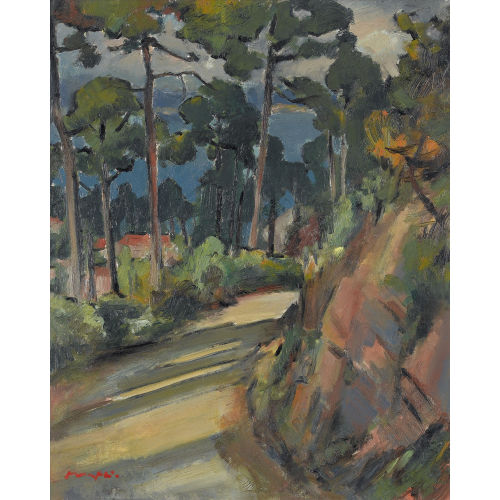 WALTER MAFLI : Sonnige Wegpartie in s�dlicher Landschaft (DOBIASCHOFSKY AUKTIONEN AG)