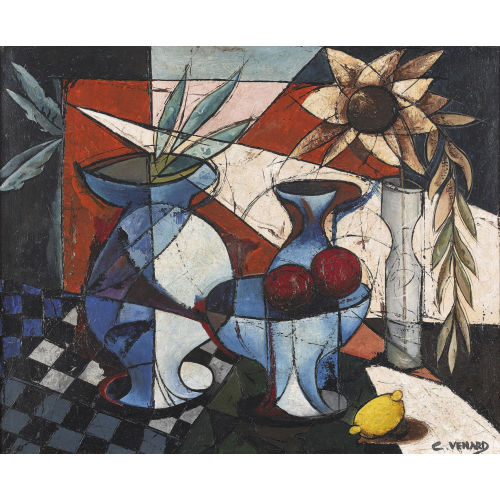 CLAUDE VENARD : Stillleben mit Sonnenblume und Fr�chten (DOBIASCHOFSKY AUKTIONEN AG)