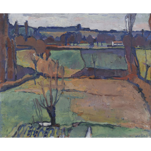 EMILE BRESSLER : Landschaftspartie mit Acker bei Genf (DOBIASCHOFSKY AUKTIONEN AG)