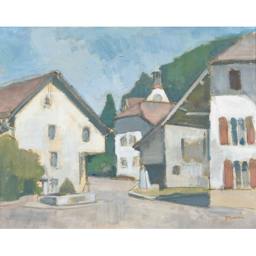 KARL MOOR : Sommerliche Dorfansicht (DOBIASCHOFSKY AUKTIONEN AG)