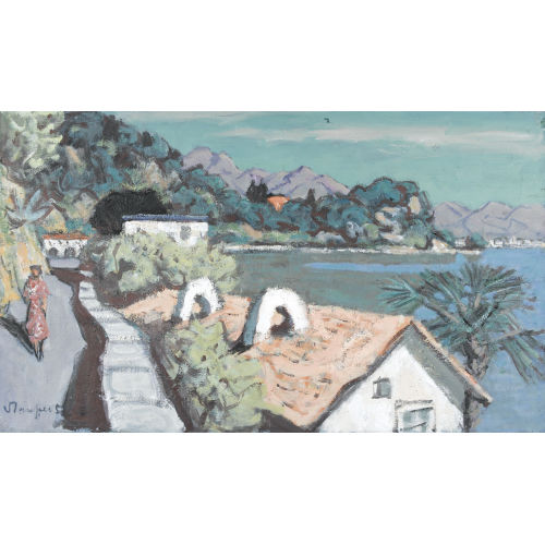 FRED STAUFFER : Sommerliche Seeuferpartie am Lago Maggiore (DOBIASCHOFSKY AUKTIONEN AG)