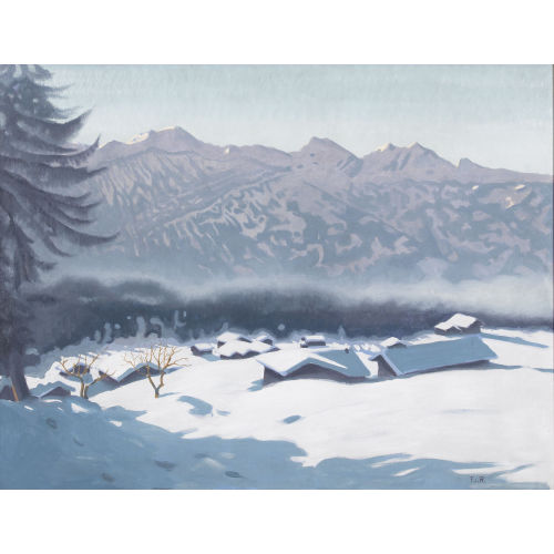 FRAN�OIS DE RIBAUPIERRE : Winterlich verschneites Dorf im Oberwallis (DOBIASCHOFSKY AUKTIONEN AG)