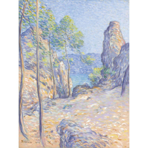 LOUIS RHEINER : K�stenpartie mit Felsen (DOBIASCHOFSKY AUKTIONEN AG)