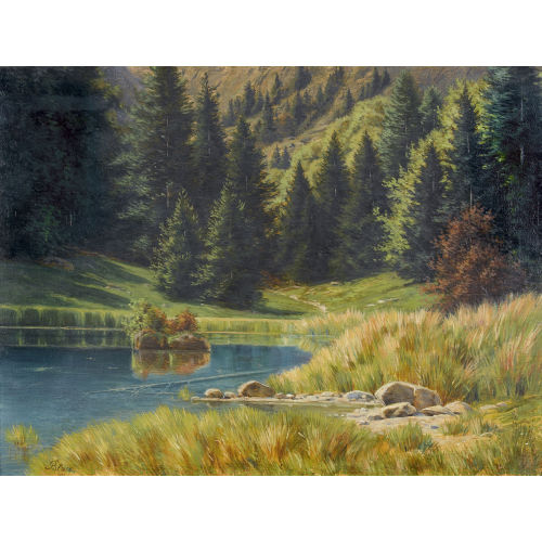 SAMUEL ALBERT BLAU : Stiller See in einem Alpental (DOBIASCHOFSKY AUKTIONEN AG)