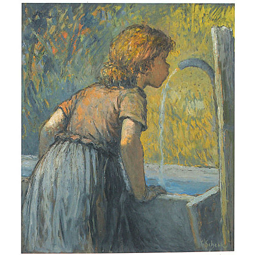 KARL SCHENK : Trinkendes M�dchen am Brunnen (DOBIASCHOFSKY AUKTIONEN AG)