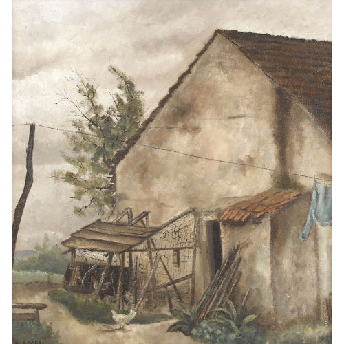 ALBERT LOCCA : Hinterhof mit H�hnerstall (DOBIASCHOFSKY AUKTIONEN AG)