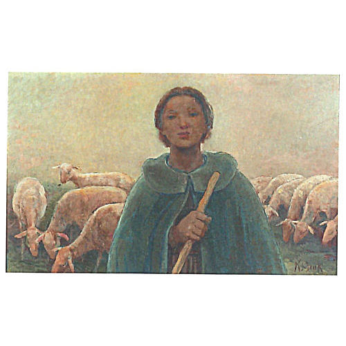 KARL SCHENK : Junge Hirtin in blauem Umhang (DOBIASCHOFSKY AUKTIONEN AG)