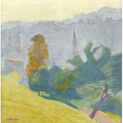CARL AUGUST LINER : Landschaft mit Blick auf St. Gallen (DOBIASCHOFSKY AUKTIONEN AG)
