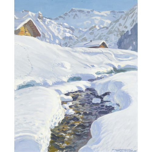 WALDEMAR FINK : 'Wintersonne an der Engstligen' (DOBIASCHOFSKY AUKTIONEN AG)