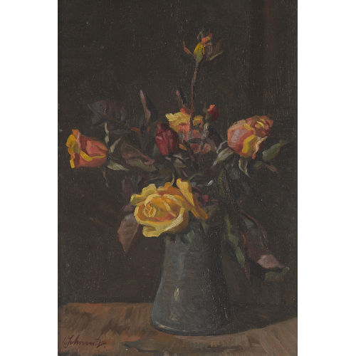 WERNER SCHMUTZ : Stillleben mit gelben Rosen (DOBIASCHOFSKY AUKTIONEN AG)