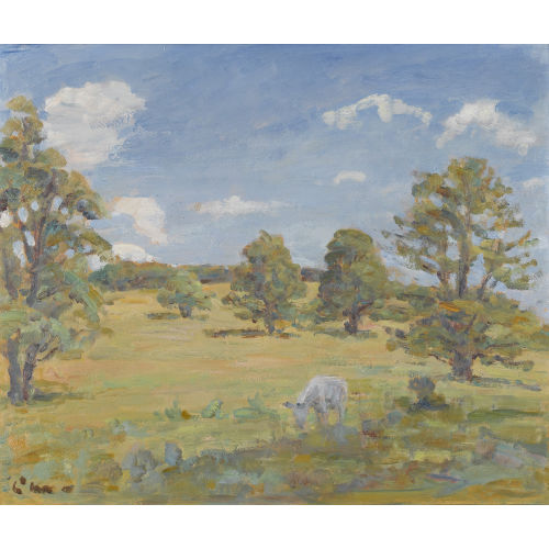 LOUIS HENRI DE MEURON : Baumbestandene Ebene unter blauem Himmel (DOBIASCHOFSKY AUKTIONEN AG)