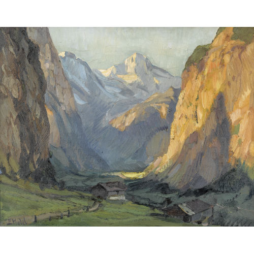 ERNST HODEL D.J. : Ansicht vom Lauterbrunnental (DOBIASCHOFSKY AUKTIONEN AG)