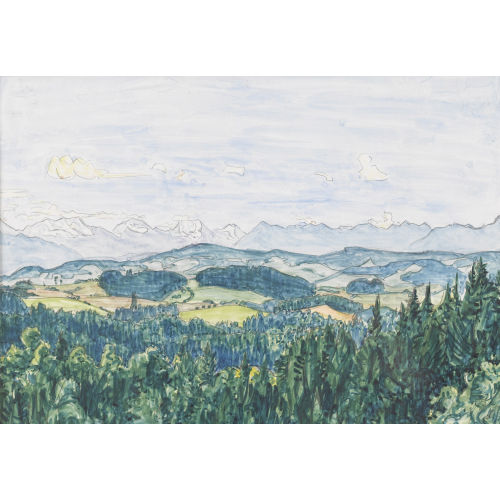 BRUNO HESSE : Blick �ber Voralpenlandschaft zur Alpenkette (DOBIASCHOFSKY AUKTIONEN AG)