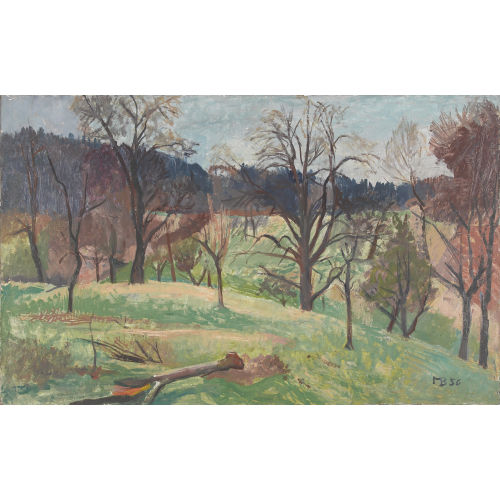 MAX B�HLEN : Vorfr�hlingslandschaft mit Obstb�umen (DOBIASCHOFSKY AUKTIONEN AG)