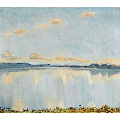 ERNST SAMUEL GEIGER : Blick auf den stillen Bielersee (DOBIASCHOFSKY AUKTIONEN AG)