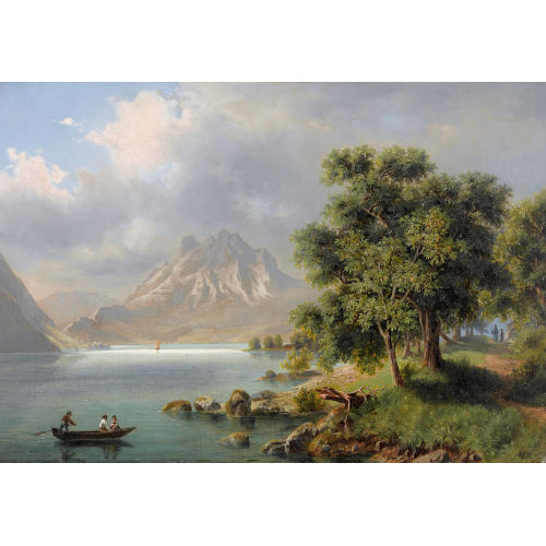 ADOLF RUDOLF HOLZHALB : 'Partie bei Weggis mit Pilatus am Vierwaldst�ttersee' (DOBIASCHOFSKY AUKTIONEN AG)