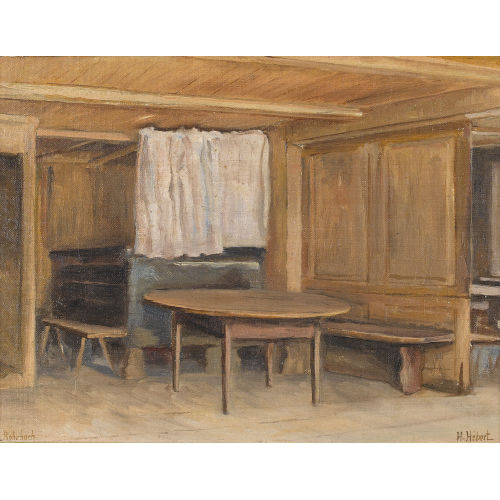 HENRI HEBERT : Bauernstube mit Holzt�felung (DOBIASCHOFSKY AUKTIONEN AG)