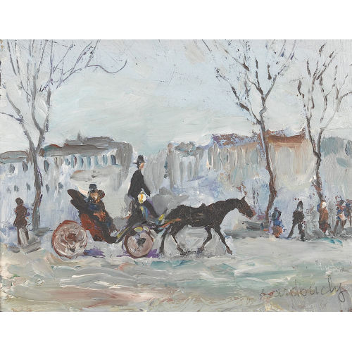 ADOLFO CARDUCCI : Pferdekutsche im Winter (DOBIASCHOFSKY AUKTIONEN AG)