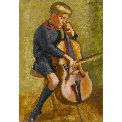 ERICH HERMES : Cello spielender Knabe (DOBIASCHOFSKY AUKTIONEN AG)