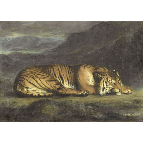 FERDINAND VICTOR EUGENE DELACROIX : Liegender Tiger (DOBIASCHOFSKY AUKTIONEN AG)