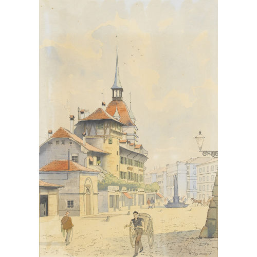 WALTER EGGIMANN : Der Holl�nderturm mit Figurenstaffage (DOBIASCHOFSKY AUKTIONEN AG)