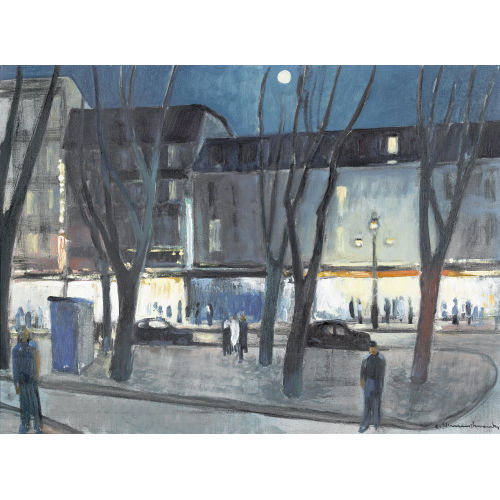 ALBERT NEUENSCHWANDER : N�chtliche Strassenpartie bei Vollmond (DOBIASCHOFSKY AUKTIONEN AG)