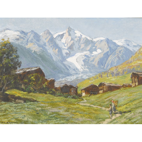 HENRI EDOUARD HUGUENIN-VIRCHAUX : 'Souvenir d′une excursion au Fieschertal' (DOBIASCHOFSKY AUKTIONEN AG)