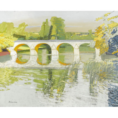 MAURICE BRIANCHON : Flusslandschaft mit Br�cke im Fr�hling (DOBIASCHOFSKY AUKTIONEN AG)