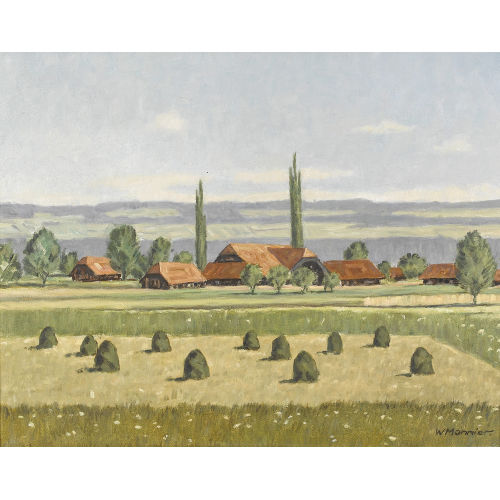 WILLY MONNIER : Sommerliche Landschaftspartie mit Berner Bauernh�usern (DOBIASCHOFSKY AUKTIONEN AG)