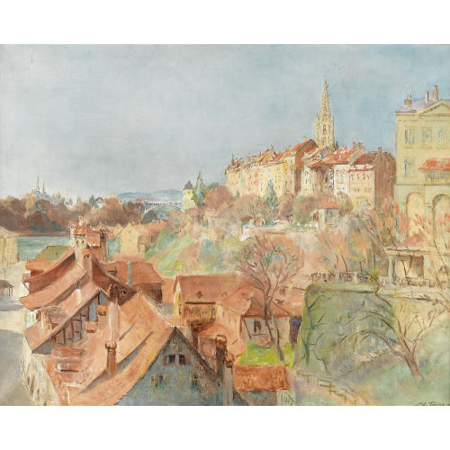 ADOLF TIECHE : Ansicht der Stadt Bern von der Nydeggbr�cke aus (DOBIASCHOFSKY AUKTIONEN AG)